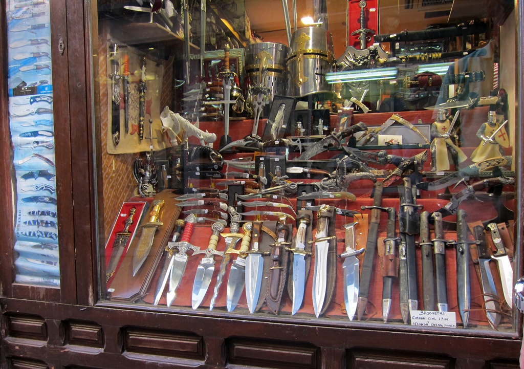 Shop Window with Many Knives